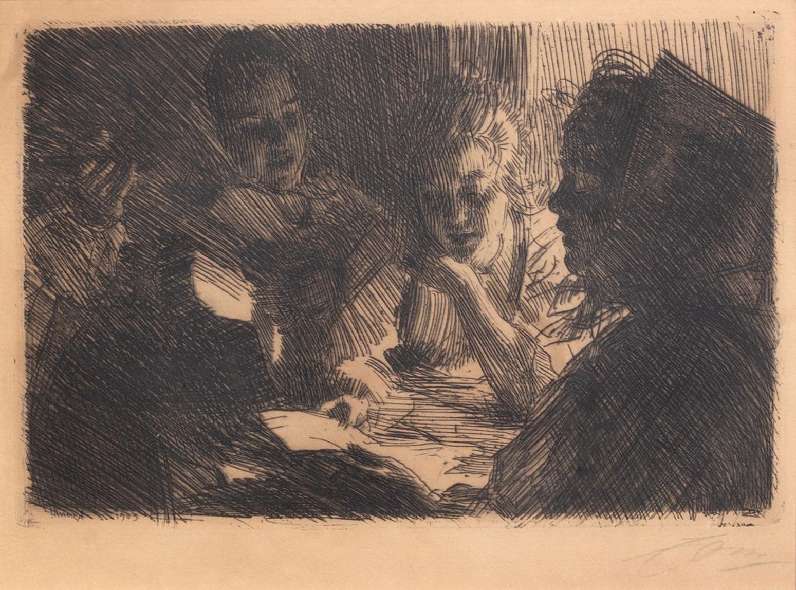 Anders Zorn, etsning, 1903, signerad.