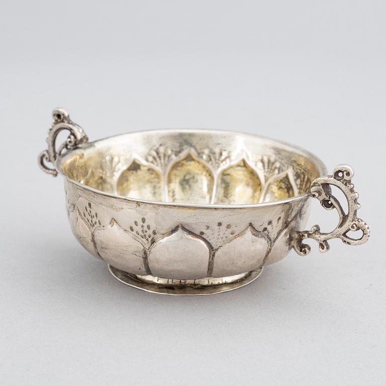 Johan Wallman, brännvinskål, silver, barock, Varberg 1719.