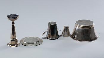 PARTI SILVER, 5 delar, silver, Norge och Sverige. 1920-60-tal. Total vikt 420 gram.