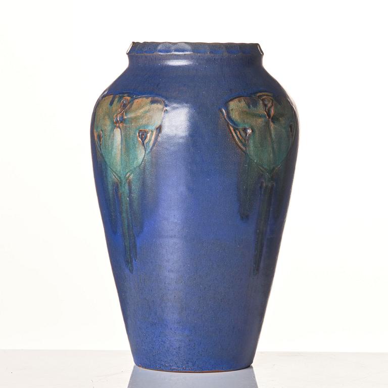 Hilma Persson-Hjelm, a glazed earthenware art nouveau vase, executed in her studio, Arvika 1918. No 6124.