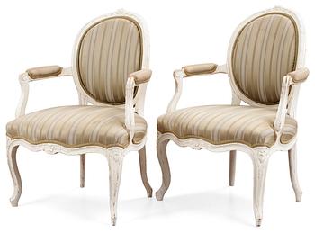 522. A pair of Swedish Transition armchairs 1770's.