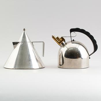 VATTENKOKARE, 2 st, stål, Alessi, 1900-/2000-tal.