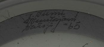 SKÅL, glas, sign. J. Niemi Notsjö Nuutajärvi -65 samt FLASKA.