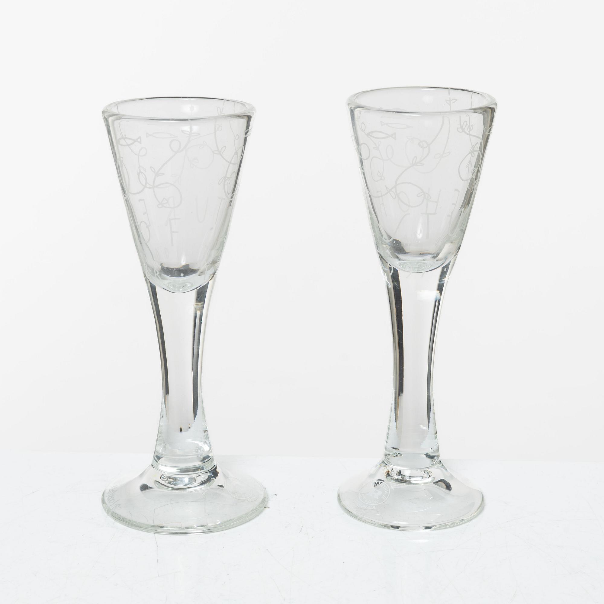 Jonas Bohlin, shot glasses, a pair, "One glass", Reijmyre, 1997.