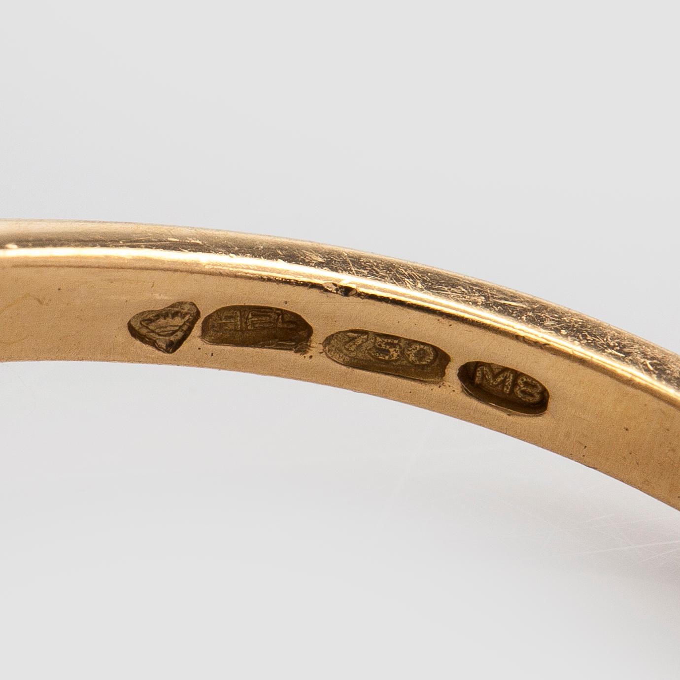 Rings, 2 pcs, faceted sapphire, brilliant- and 8/8-cut diamonds, 18K gold.