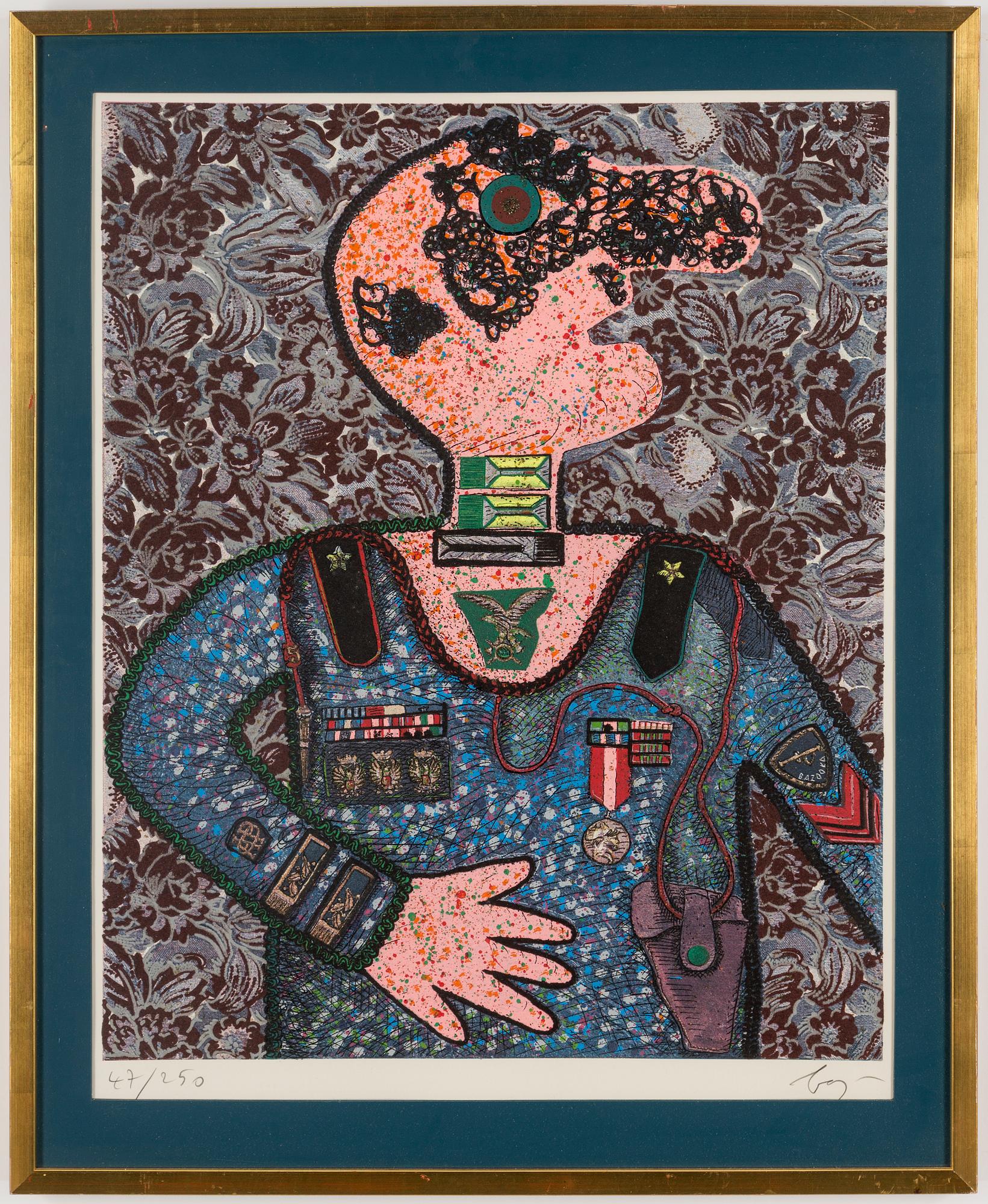 ENRICO BAJ, lithograph in colours, signed 47/250.
