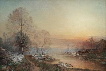 675. Alfred Wahlberg, Fog over Huskvarna stream.