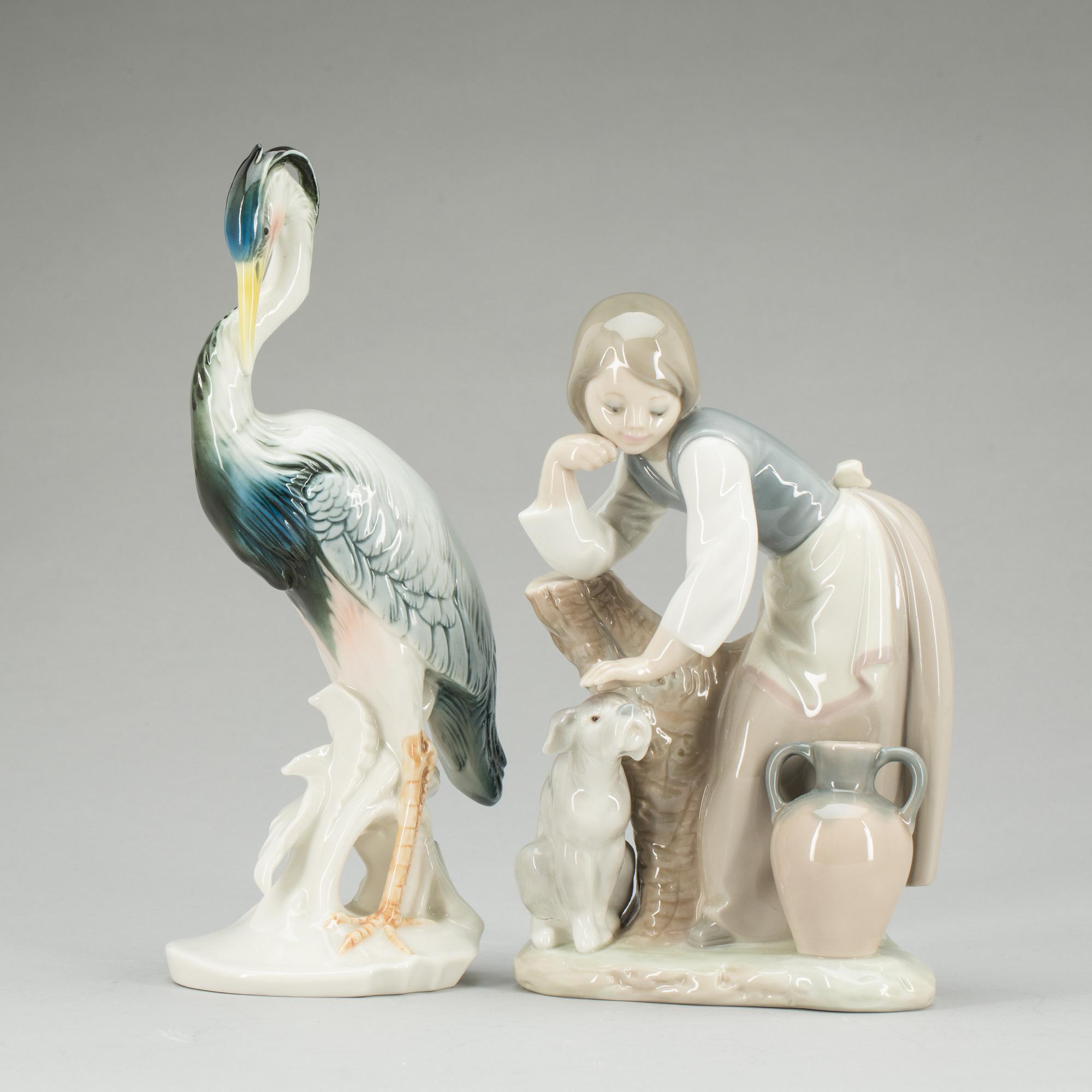 FIGURINER, 2 st, porslin,  ENS, Tyskland samt Lladro, Spanien.