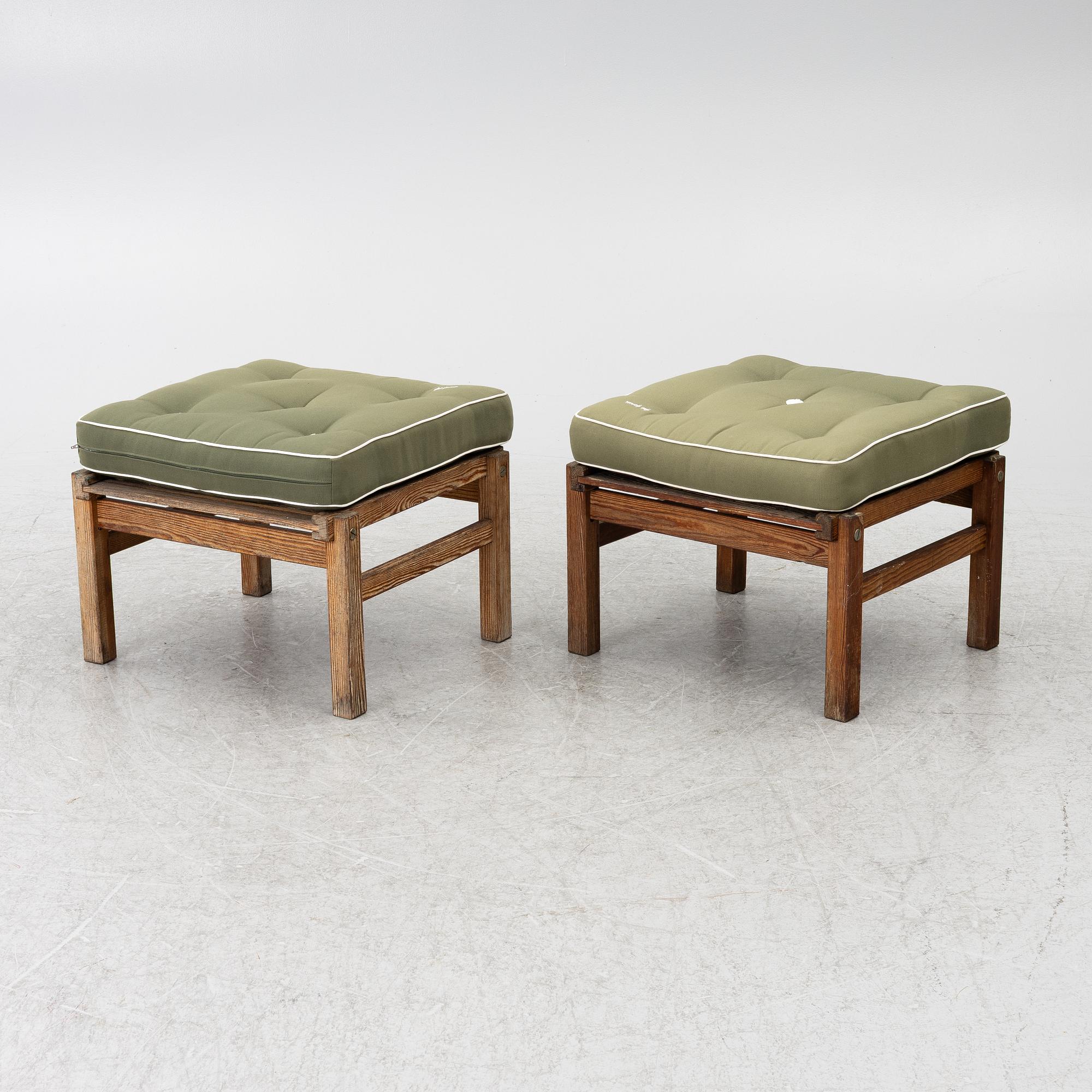 Elsa Stackelberg, a pair of garden armchairs with ottomans, Fri Form, Edsbruk, 1980s.