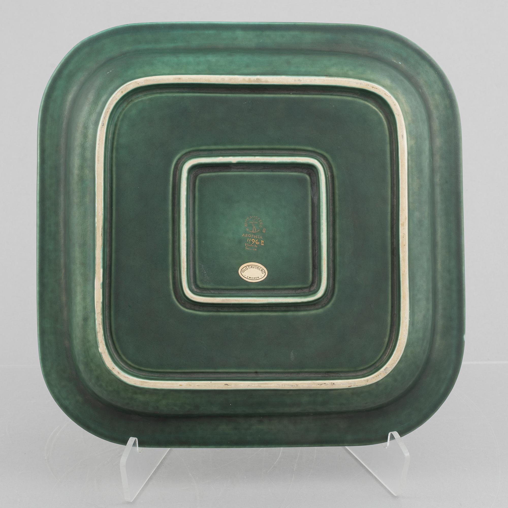 Wilhelm Kåge, stoneware dish, 'Argenta', Gustavsberg.