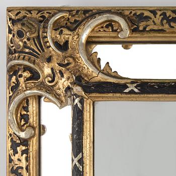 A MIRROR, baroque-style, late 19th century.