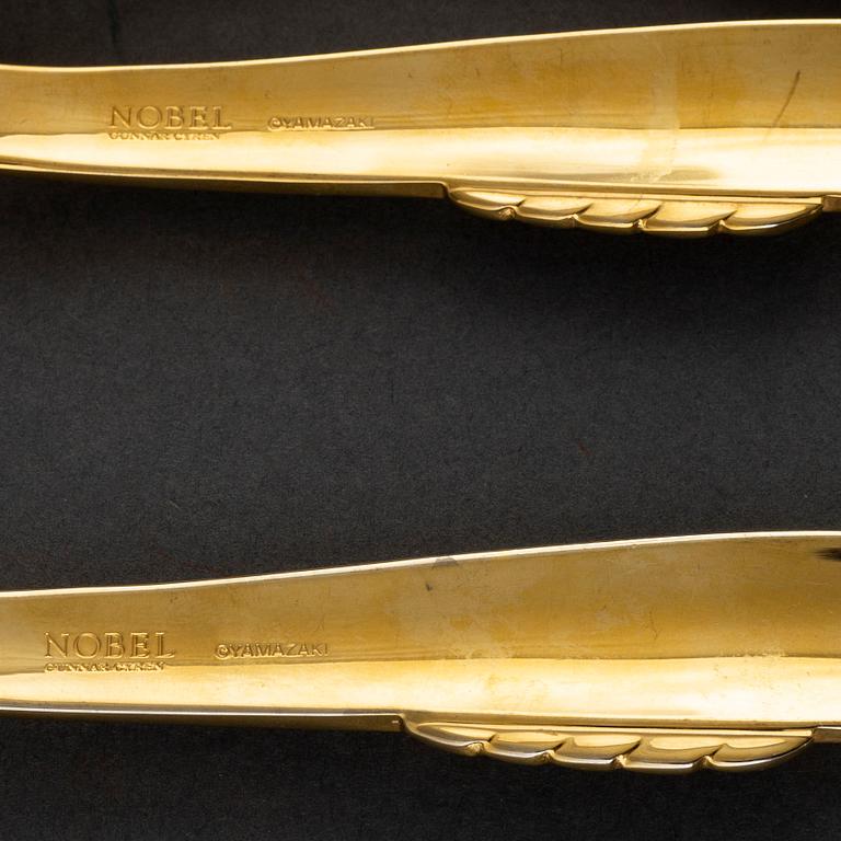 GUNNAR CYRÉN, a part 'Nobel' gilt steel fish cutlery, for Yamazaki (38 pieces).