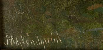 AXEL HJALMAR LINDQVIST, olja på pannå, signerad.