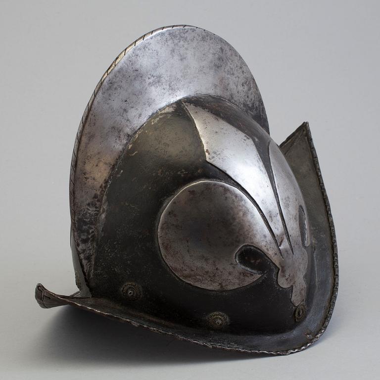 An early 17th century morion helmet.