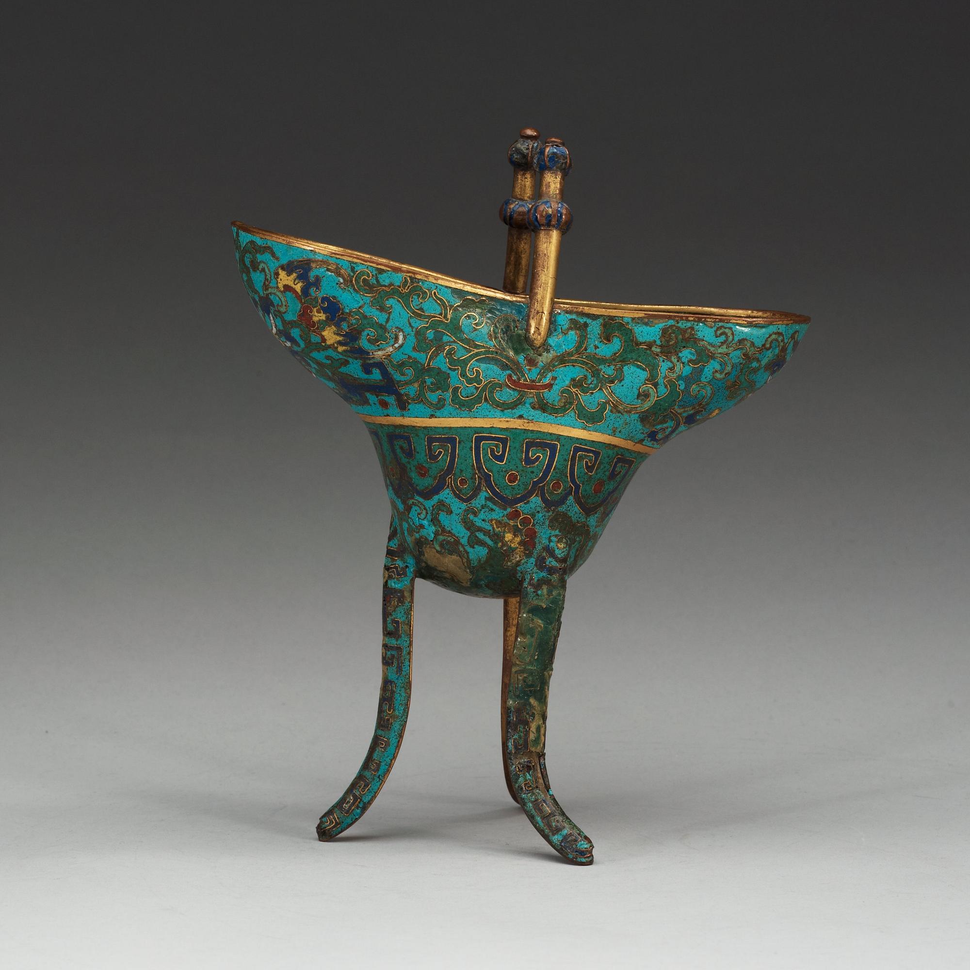 OFFERKÄRL, cloisonné. Qing dynastin (1644-1912).