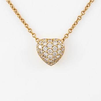 Engelbert, necklace, "pavé heart", 18K gold with brilliant-cut diamonds.