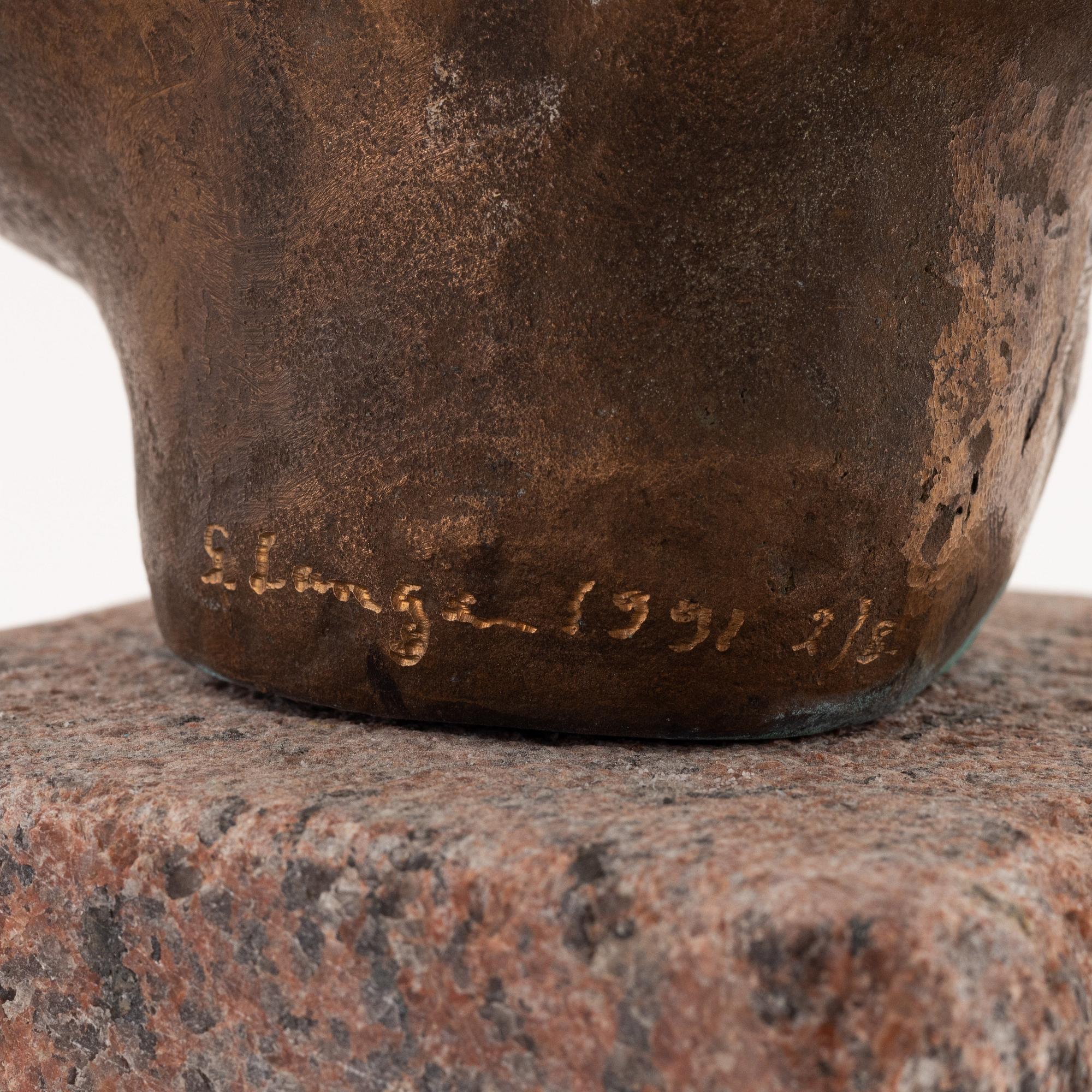 Göran Lange, skulptur, brons, 1991, signerad 2/3.