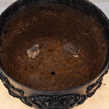 A Swedish cast iron garden urn, probably 19th century.