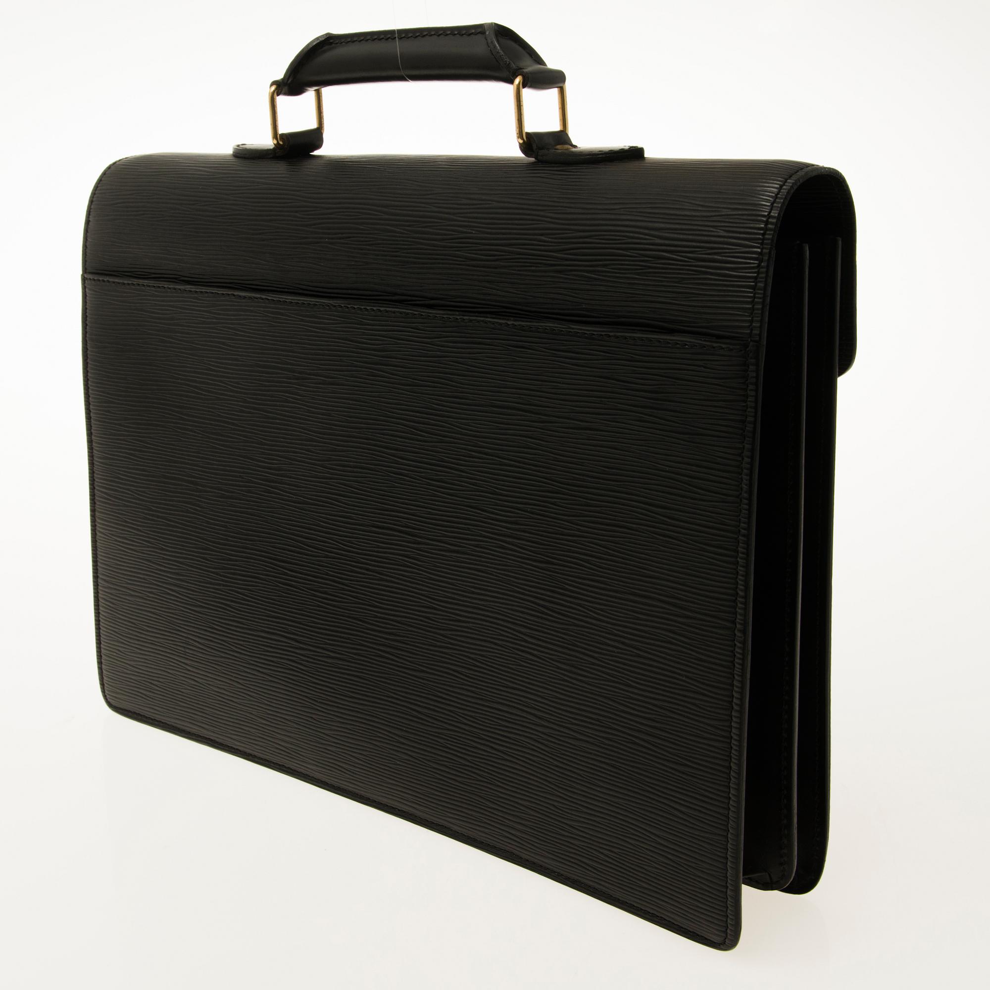 LOUIS VUITTON Black Epi Ambassador Briefcase.