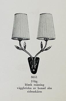 Harald Notini, a wall lamp model 8651, Arvid Böhlmarks Lampfabrik, Stockholm, 1940s.