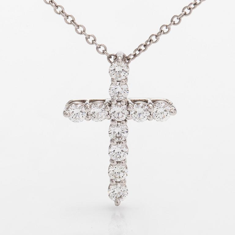 Tiffany & Co, a platinum cross pendant necklace with brilliant-cut diamonds ca. 0.44 ct in total.