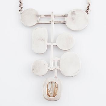 Claës Giertta, collier silver med rutilkvarts, Stockholm 1967.