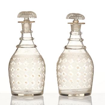 Decanters, a pair, possibly Kosta, circa 1900.