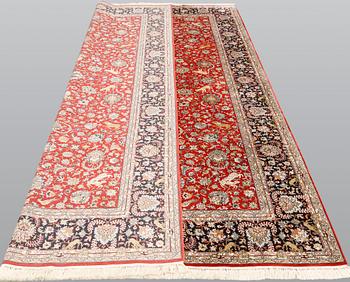 A pictoral orientalisk silk carpet, ca 284 x 180 cm.