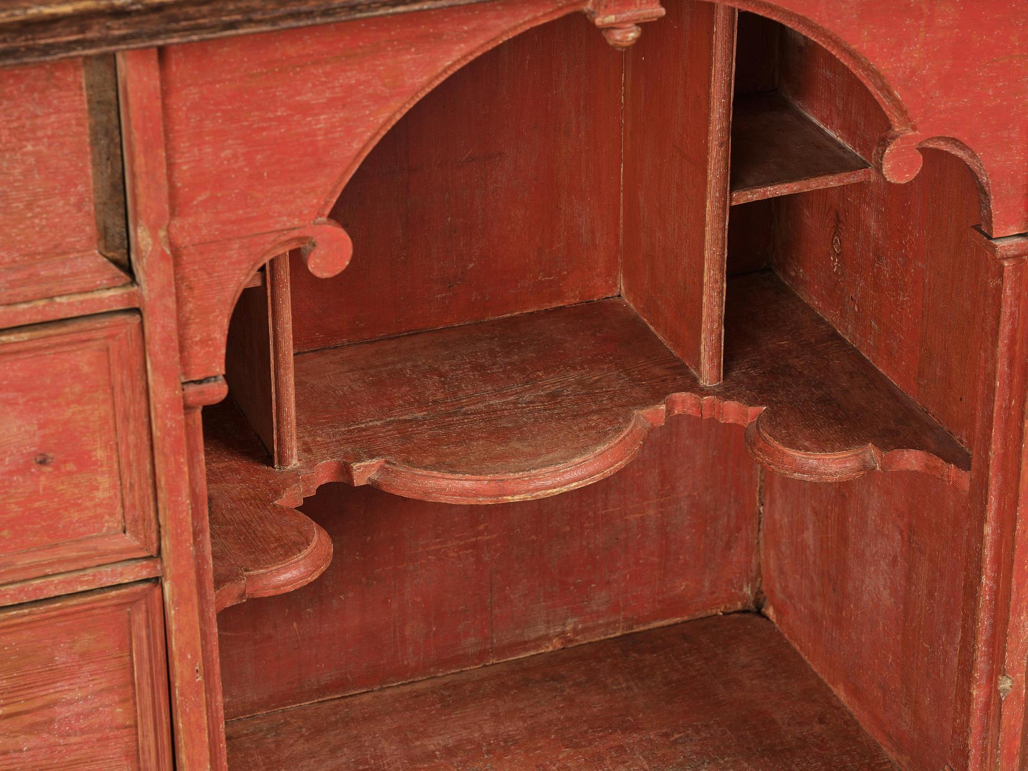 A Swedish polychrome-painted baroque cupboard, late 17th century / circa 1700.