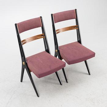 Dining table and four chairs, mid-20th century.