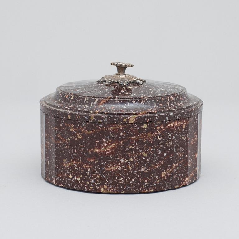 A Swedish Empire 19th century porphyry butter box.