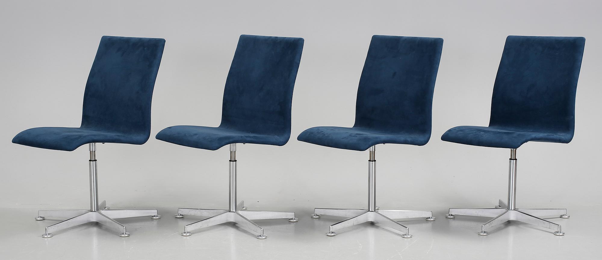 SKRIVBORDSSTOLAR, 4 st, "Oxford", Arne Jacobsen, Fritz Hansen, 1990/2000-tal.