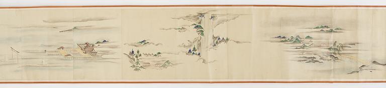 A Japanese Makimomo, ink and colour on paper, Meiji (1868-1912).