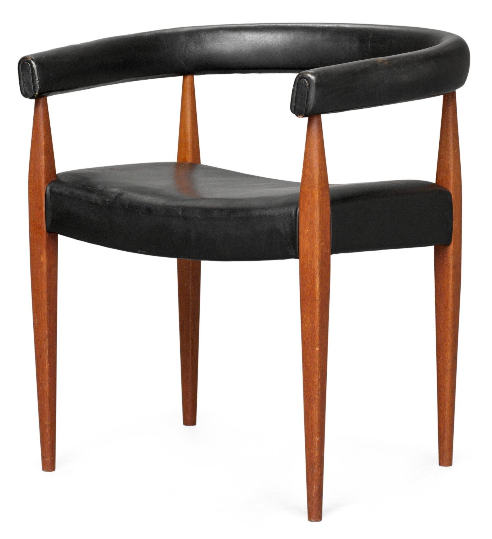 A Nanna Ditzel teak and leather chair, Kolds Savvaerk, Denmark.