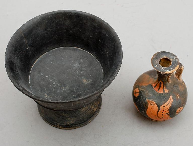 SKÅL OCH OLJEKRUS, keramik, orientaliska.