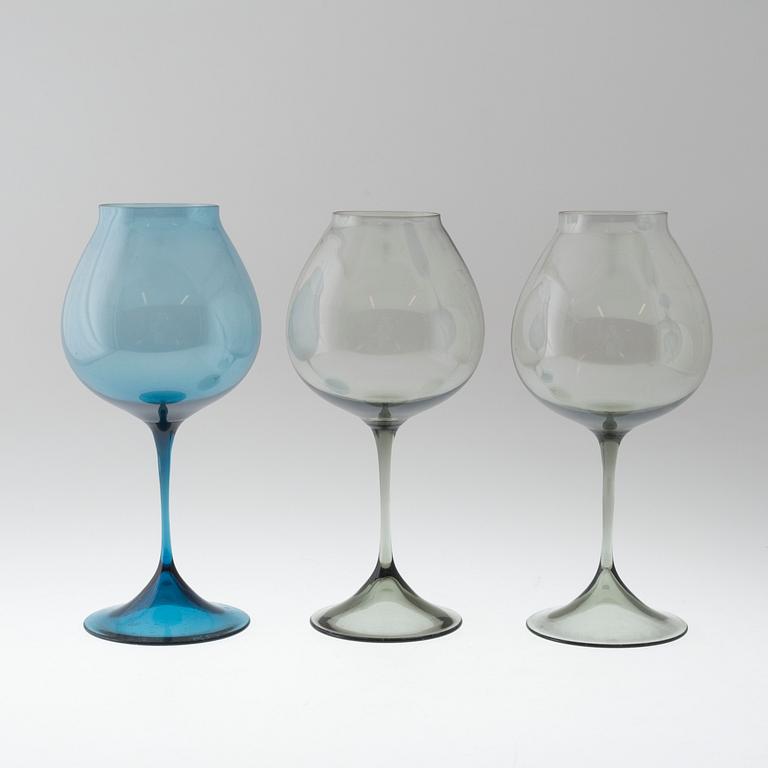NILS LANDBERG glas, 3 st, Orrefors, 1900-talets andra hälft.