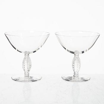 René Lalique, champagnekupor, 8 st, "Fontainebleau", Lalique, Frankrike.