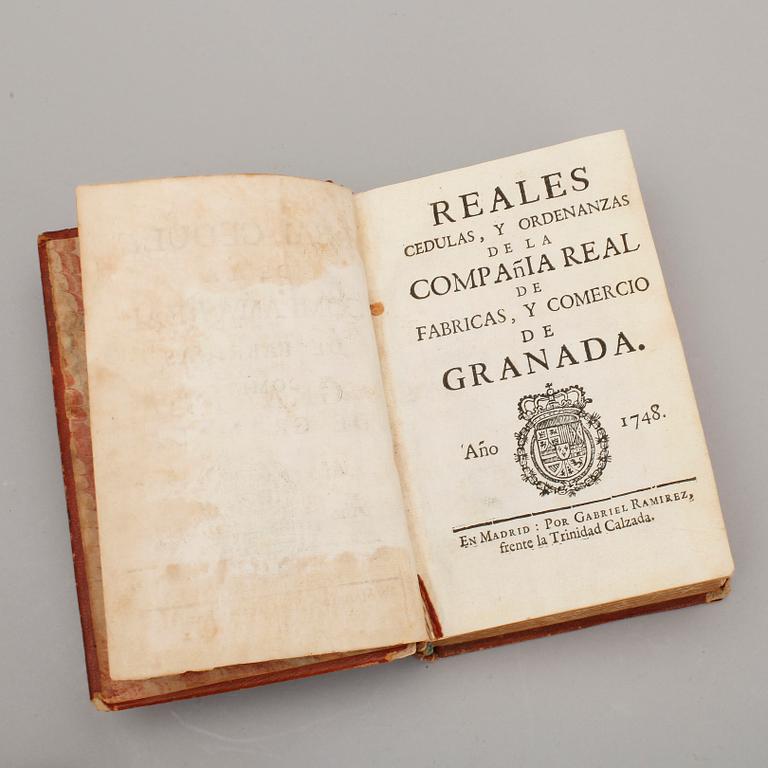 BOK, "Reales cedulas, y ordenanzas de la Compania Real...Granada ano 1748", Gabriel Ramirez, Madrid.