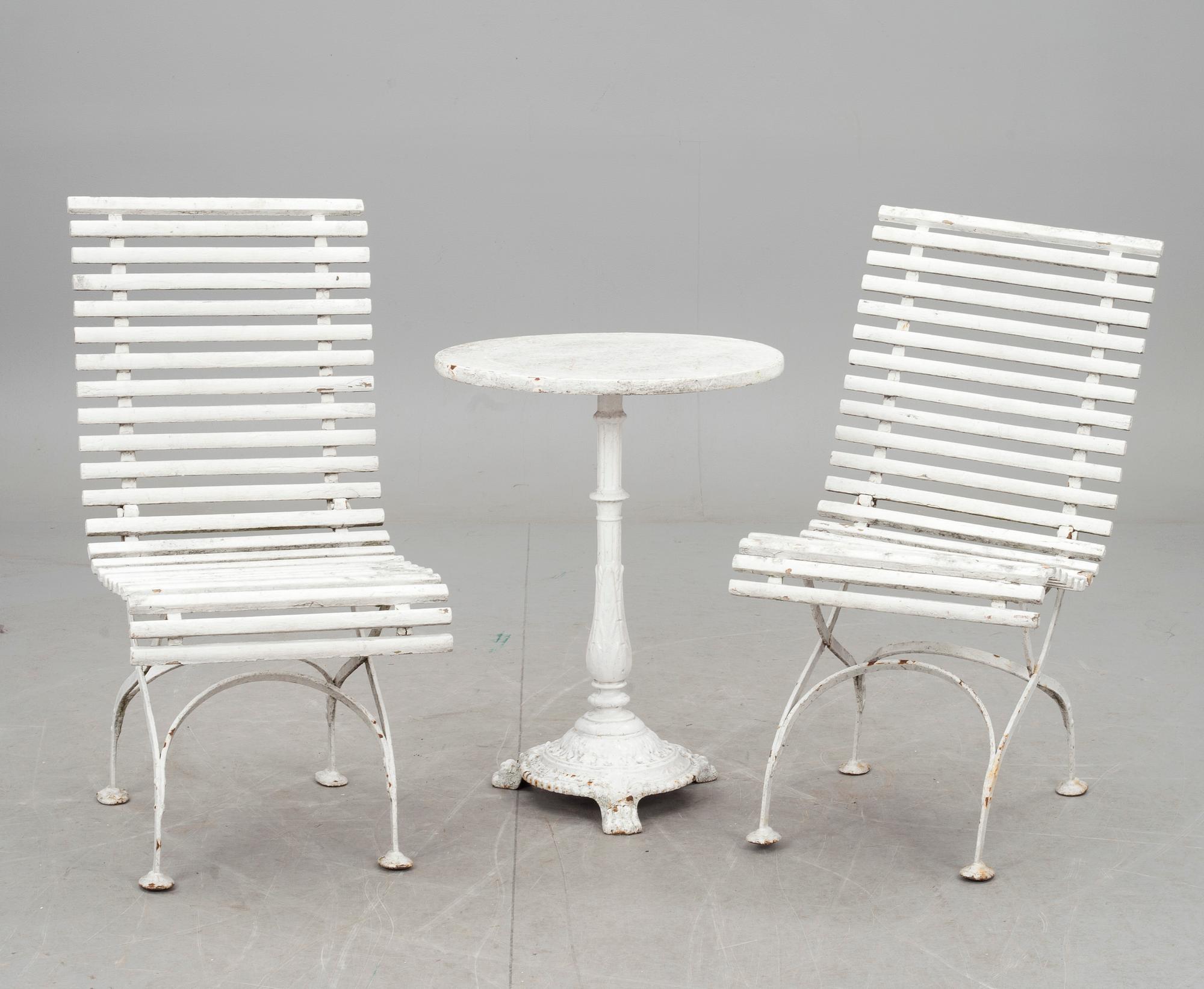 TRÄDGÅRDSMÖBLEMANG, 3 delar, 18/1900-tal.