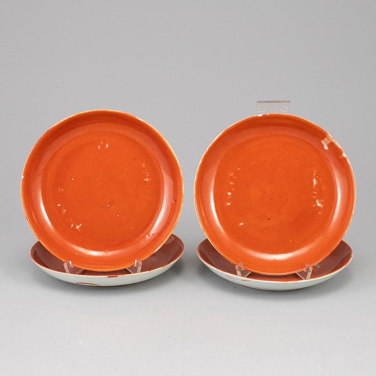 FAT, fyra stycken, porslin. Qingdynastin, 1800-tal.