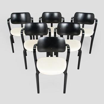 Ilmari Tapiovaara, a set of six 1960s 'Aslak' armchairs for Asko, Finland.