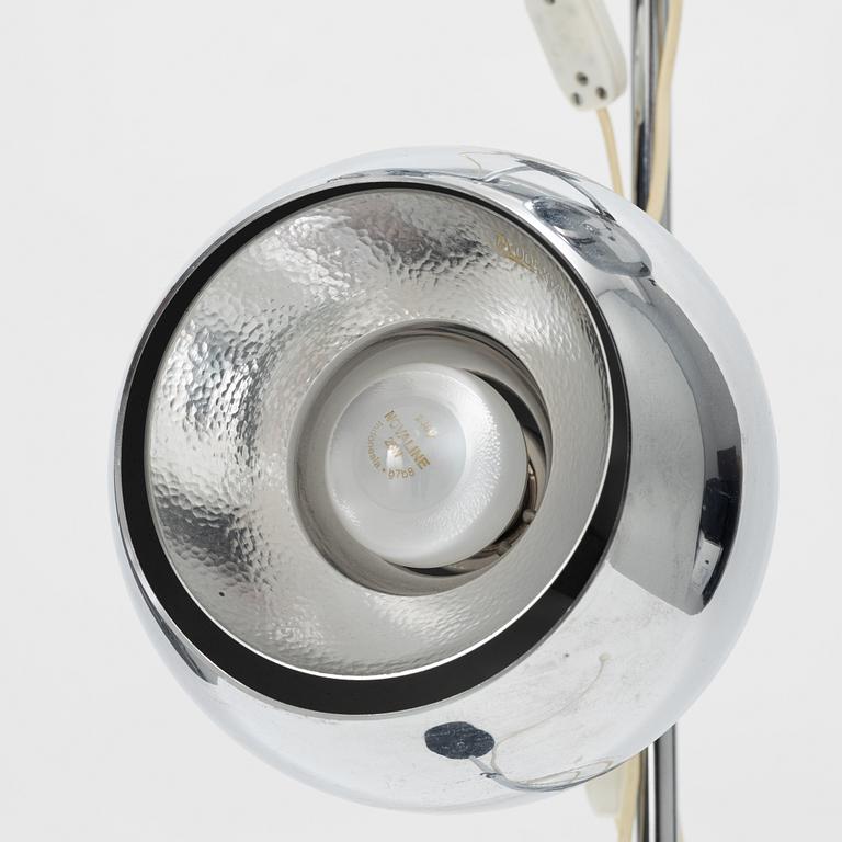 A chromed floor lamp, later part of the 20th century.