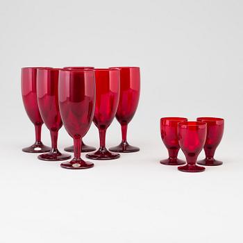 MONICA BRATT, champagneglas och snapsglas, nio delar, stycken, Reijmyre, 1900-talets andra hälft.