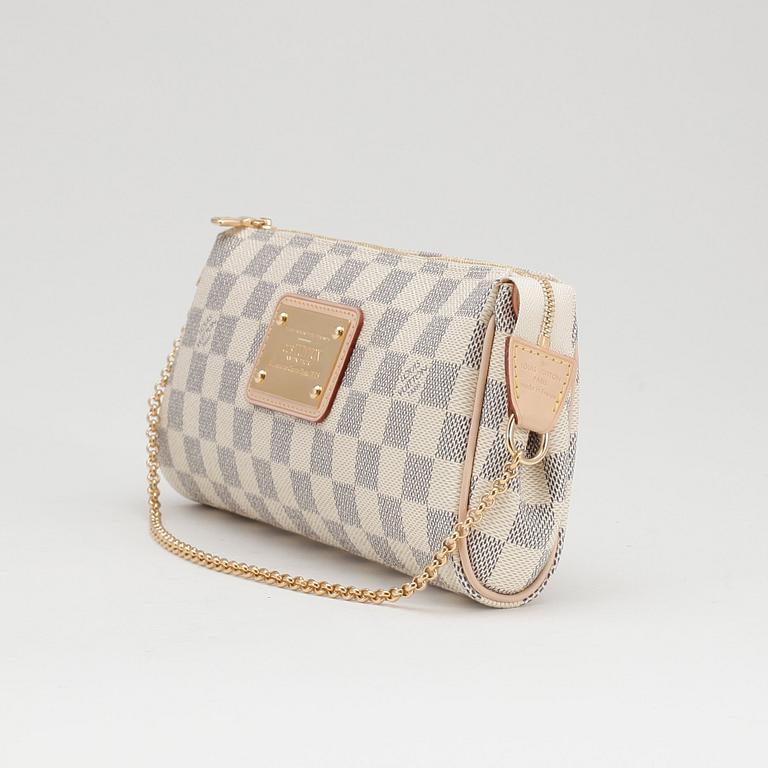 LOUIS VUITTON, a damier azur "Eva clutch" shoulder and evening bag with an extra leather strap.