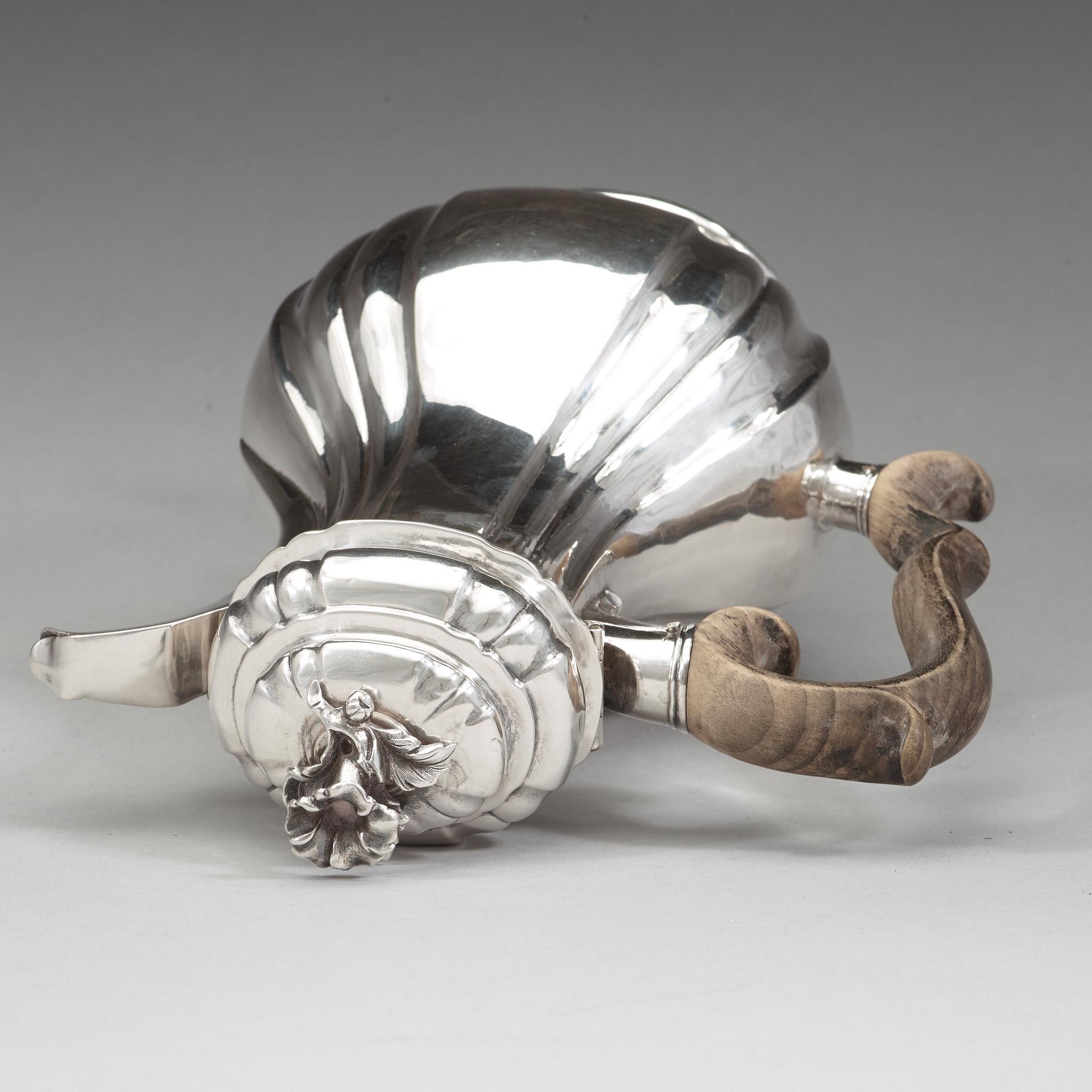 A Swedish late baroque silver coffee-pot, mark of Johan Lorens Starin, Stockholm 1742.