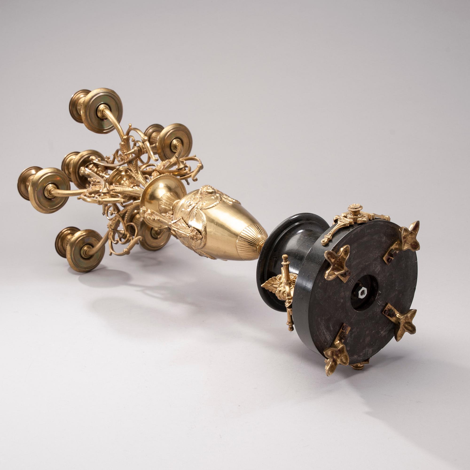 KANDELABER, FÖR 6 LJUS, empirestil, 1800-talets slut.