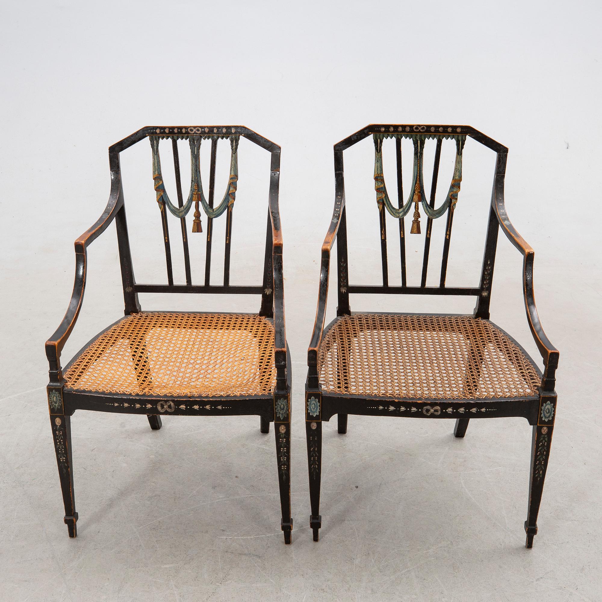 Armchairs, a pair, Denmark, 19th century.