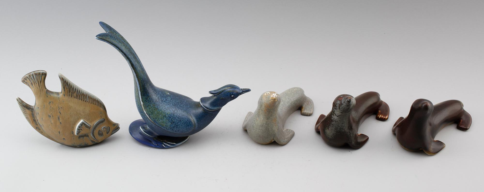 FIGURER, 5 delar, stengods, Gunnar Nylund, Rörstrand.