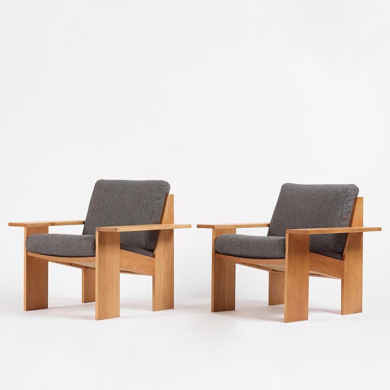 Uno & Östen Kristiansson, a pair of armchairs, an ottoman and a table model "Breda", Luxus, Vittsjö 1960s.