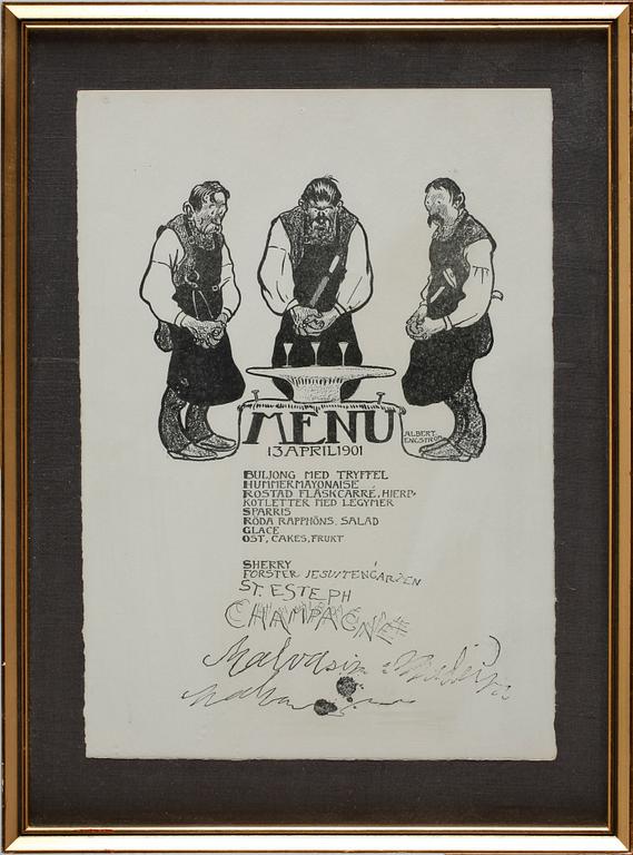 ALBERT ENGSTRÖM, grafiska blad, 7 st, 1895-1901.